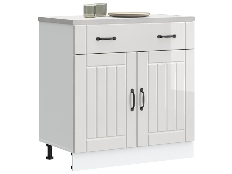  Meuble de rangement, armoire de cuisine lucca blanc brillant bois ingénierie shl7529  - Conforama B