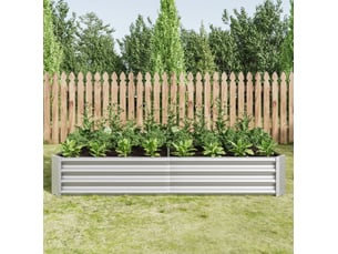 Bac surélevé de jardin en acier galvanisé argenté 180 x 90 x 30 cm, sans fond, pour potager et fleurs