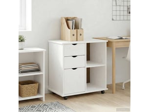 Caisson roulant de bureau 63,5 x 39 x 65,5 cm bois de pin massif blanc