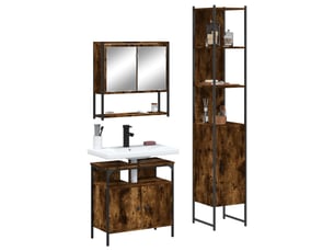 Ensemble de meubles de salle de bain 3 pcs chêne fumé cf63689