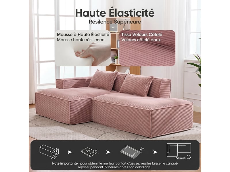  Canapé 2 places compact en tissu 235 cm - assise souple avec ressorts ensachés  - Conforama D