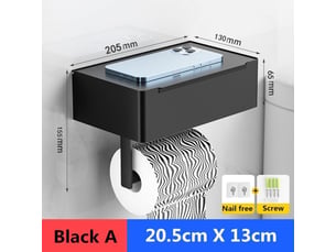 Porte-rouleau de papier toilette support de rangement pour salle de bain avec distributeur de lingettes noir porte-rouleau , noir