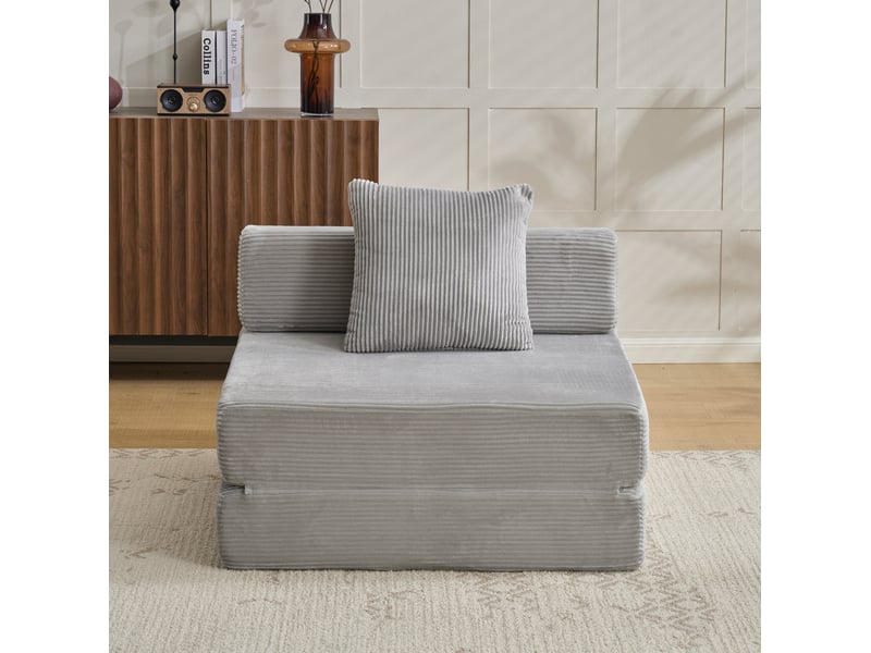  Canapé de sol convertible 92.5x92.5x60 cm 1 place gris clair  - Conforama C