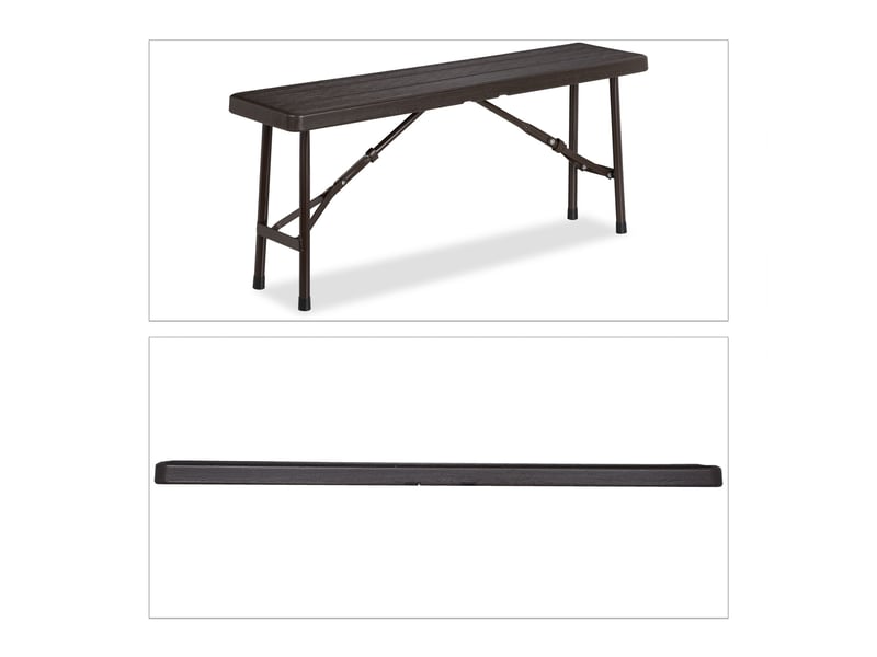  Lot de 2 bancs pliants étroits pour balcon jardin 100 x 40 x 45 cm pratiques et résistants en plastique bois foncé 13_0010176  - Conforama A