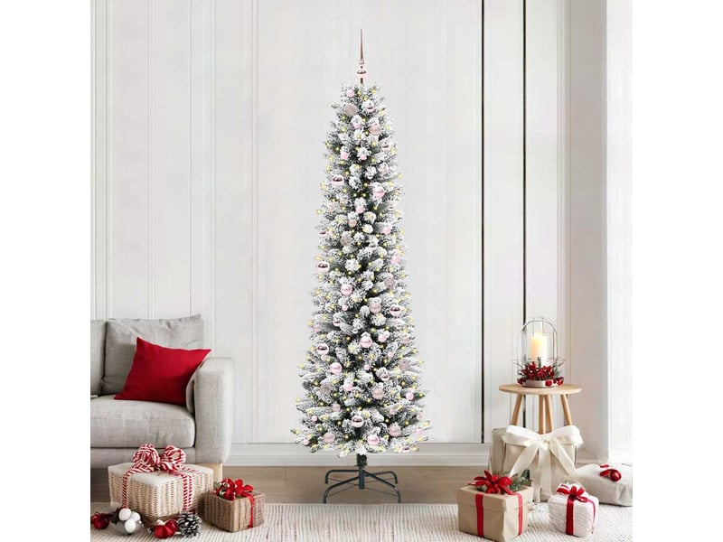  Sapin de noël - arbre de noël artificiel blanc 210 cm pvc, métal et plastique  - Conforama B