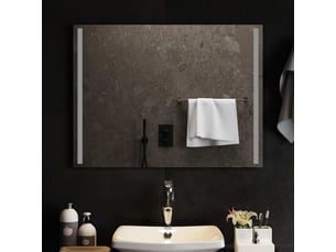 Miroir de salle de bain, miroir de toilette led transparent 80 x 60 cm verre trempé cf62618