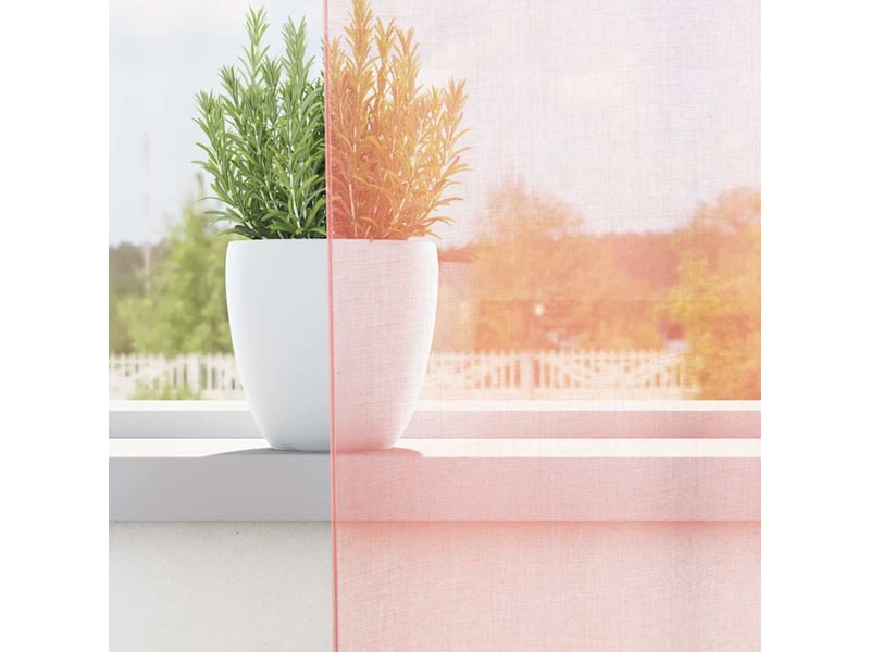  Lot de 2 rideaux en voile, voilages avec passe-tringles rose cf44482  - Conforama C