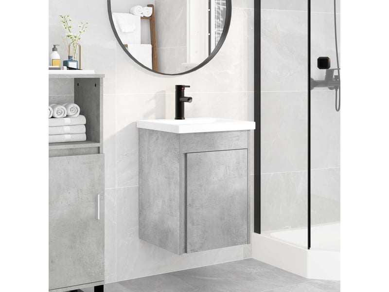  Meuble de rangement salle de bain avec robinet gris béton shl6827  - Conforama B