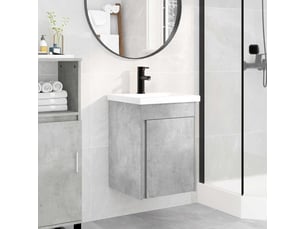 Meuble de rangement salle de bain avec robinet gris béton shl6827