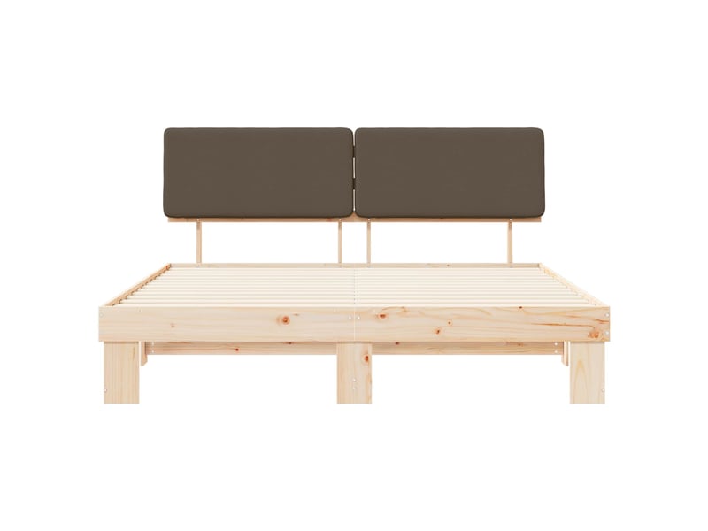  Lit double- lit adulte -  cadre de lit avec tête de lit rembourrée taupe 200 x 200 cm  - Conforama D