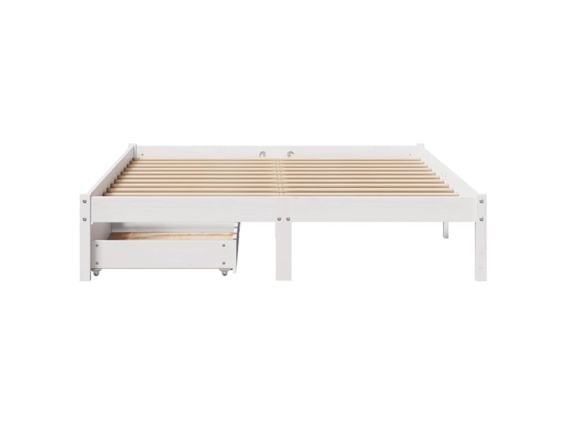  Lit double- lit adulte -  cadre de lit sans matelas blanc 150x200 cm bois de pin massif  - Conforama C