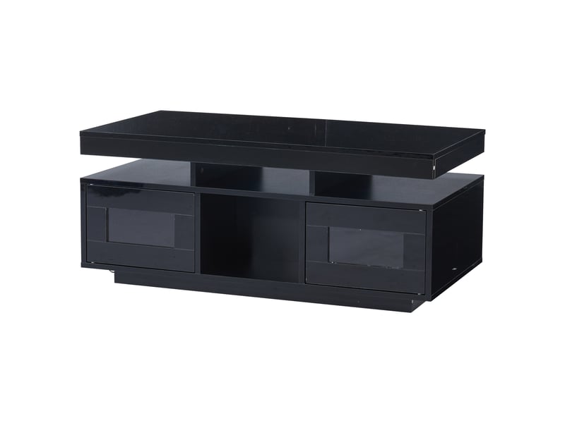  Table basse noire avec plateau brillant, rangement et led, 100 × 50 × 43 cm  - Conforama A