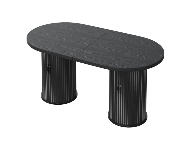  Table à manger extensible,150-190x80x75 cm,avec rangement,mdf,noir  - Conforama D