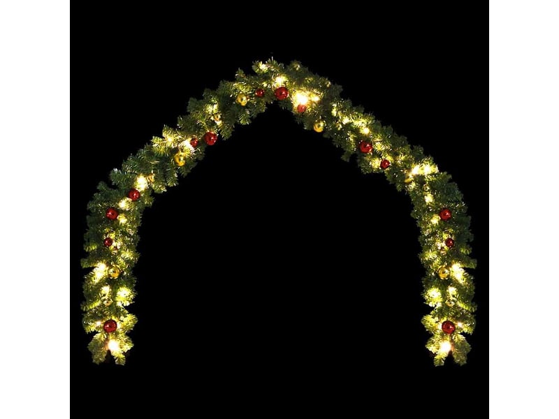  Guirlande de noël décorée avec boules et lumières led 20 m  - Conforama C
