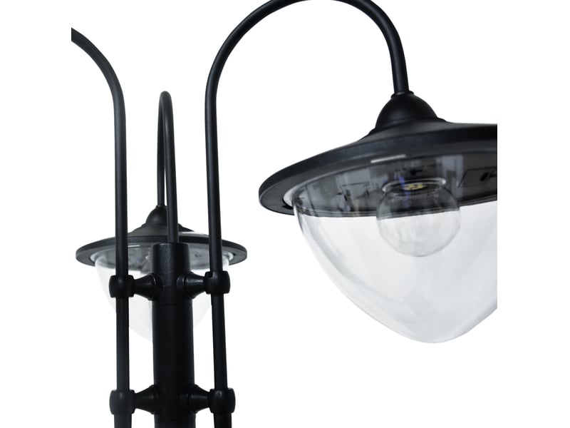 Lanterne solaire sur pied à 3 têtes 60x55x189 cm ip44 avec base cache-pot noir  - Conforama D
