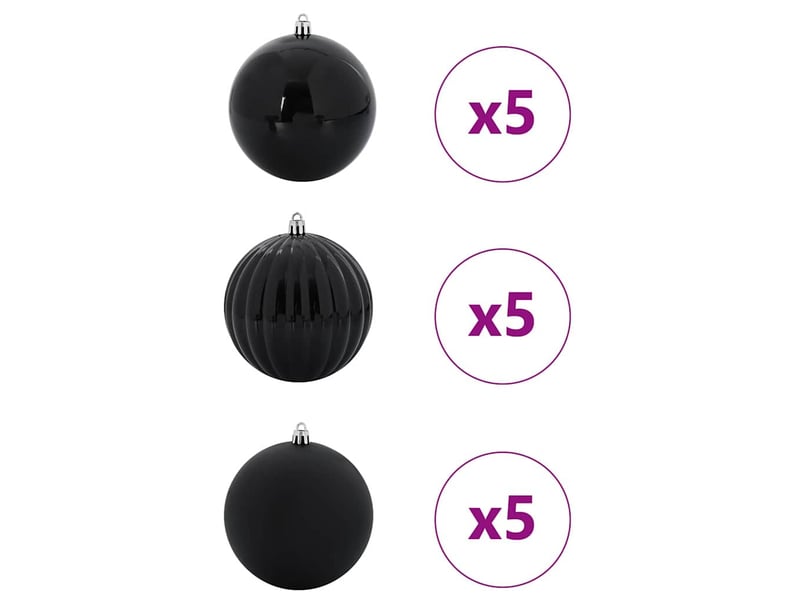  Ensemble de boules de noël xl 15 pcs noir ø 10 cm plastique  - Conforama C