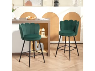 Lot de 2 tabourets de bar, chaises de bar avec dossier et repose-pieds, pieds en acier, 54 x 55 x 97 cm, vert foncé