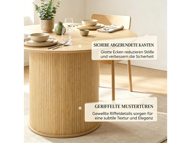  Table à manger ronde 4 à 6 personnes effet bois naturel ø 120 x 75 cm T5828S00058 - Conforama D