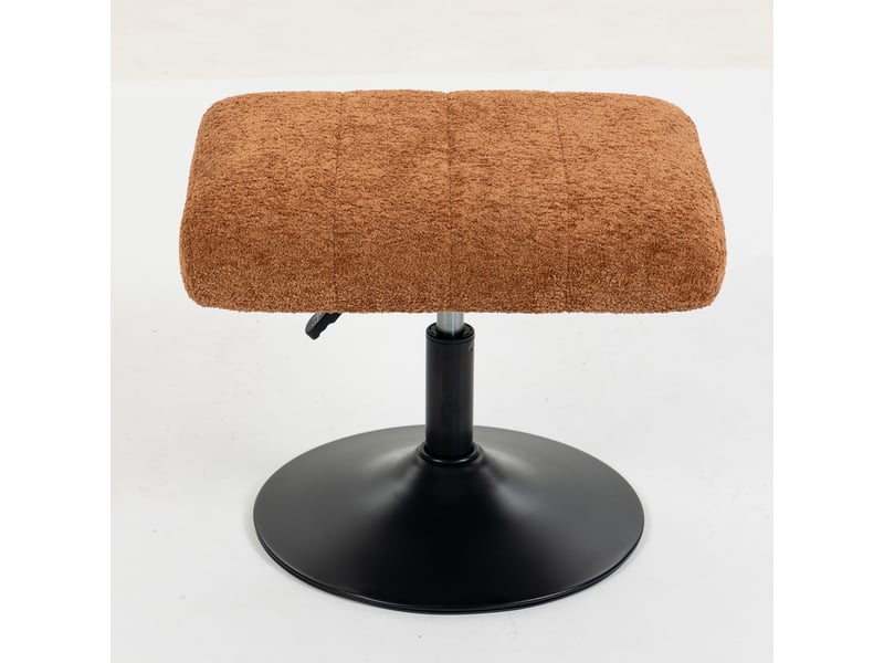 Fauteuil de salon et repose-pieds style rétro matelassé piètement métal rond tissu marron - Conforama E