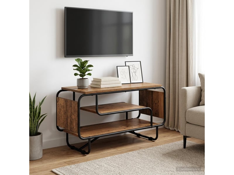  Meuble tv moderne, banc tv 80x36x45 cm bois ancien bois d'ingénierie  - Conforama B