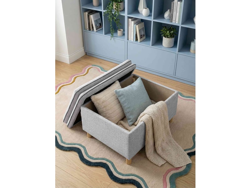  Sam, pouf coffre de rangement, 70x91 cm, gris clair Sam - Conforama D
