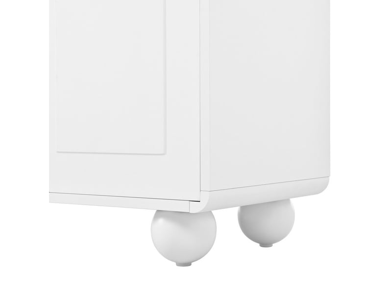  Buffet de salon à portes incurvées, meuble de rangement moderne en aggloméré et mdf, pieds ronds en métal, blanc  - Conforama E