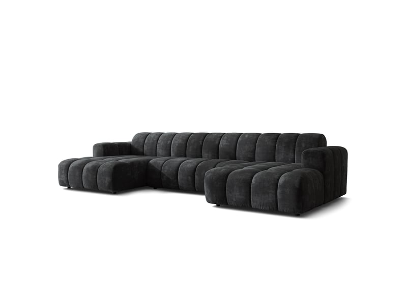  Canapé d'angle aenis, tissu chenille noir  - Conforama A