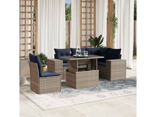 Vidaxl ensemble de canapé de jardin 6 pcs avec coussins gris résine tressée