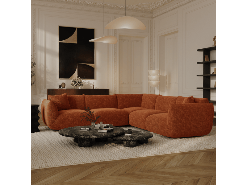  Canapé d'angle panoramique modulable 7 places en velours chenillé nooma NOOMA - Conforama B