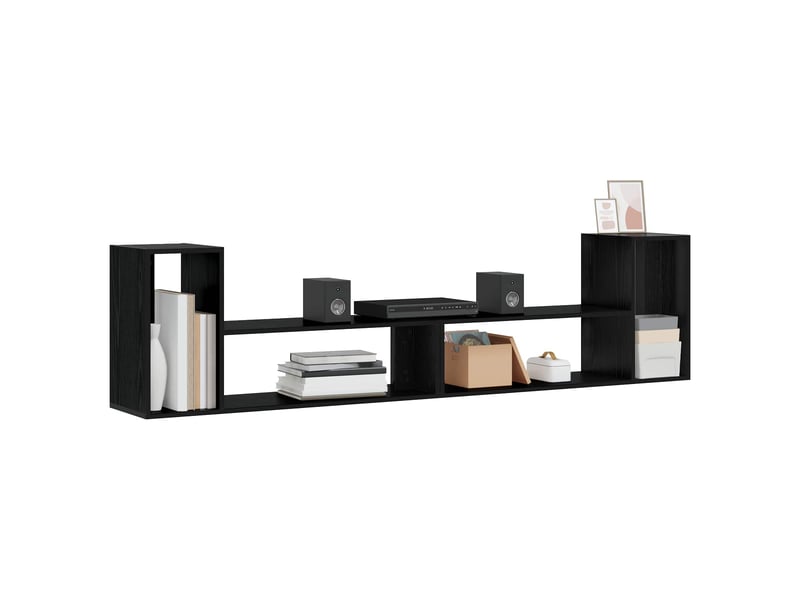  Meuble tv - banc tv - meuble de rangement 100 x 30 x 50 cm chêne noir bois d'ingénierie  - Conforama C