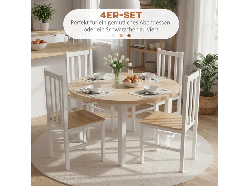 Lot de 4 chaises de salle à manger en pin massif naturel 38,5 x 47,5 x 99 cm  - Conforama D