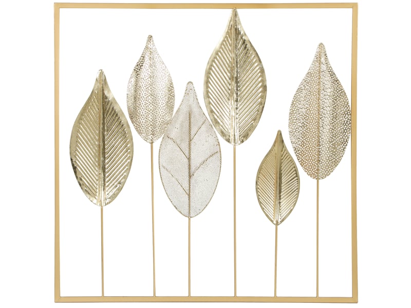  Décoration murale en métal moderne, sculpture murale en métal en forme de feuille, doré, 70 x 70 cm  - Conforama D