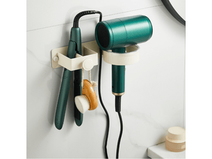 Support pour sèche-cheveux, sans perçage, convient pour salle de bain, chambre, hôtel, blanc crème