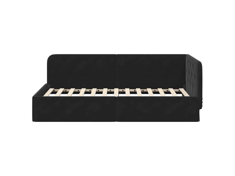  Lit simple- lit adulte -  cadre de lit d'angle noir 100 x 200 cm velours  - Conforama D