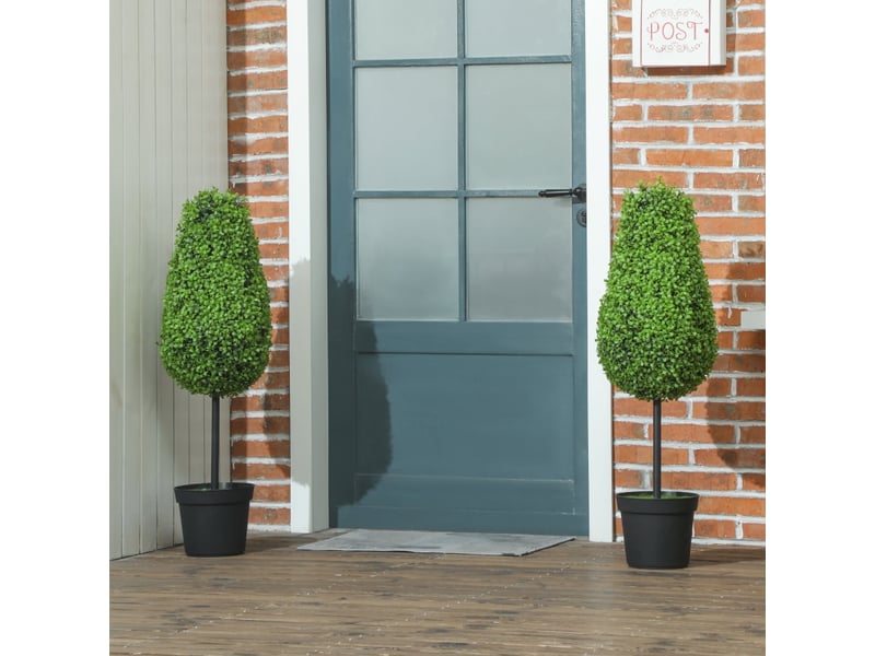  Plante artificielle en pot avec feuillage dense résistant aux uv pour intérieur et extérieur en plastique vert 90 cm  - Conforama B
