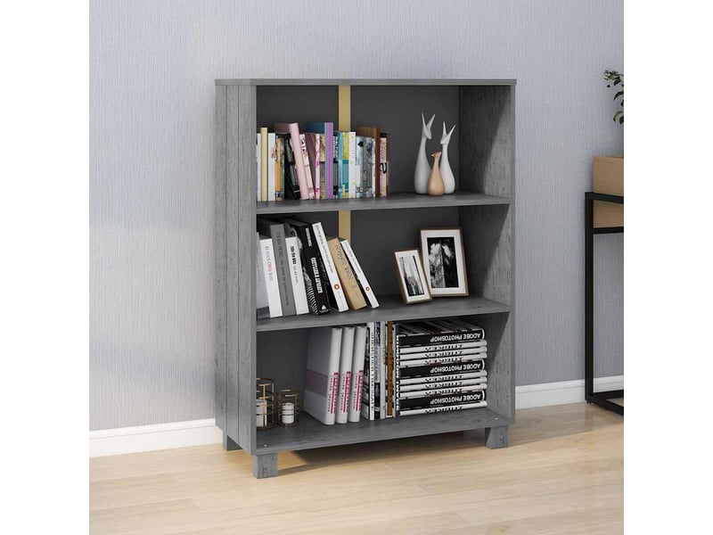  Bibliothèque, meuble de rangement salon hamar gris foncé 85x35x112 cm bois de pin massif  - Conforama B