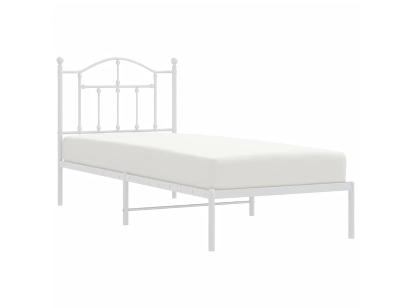  Lit simple- lit adulte -  cadre de lit métal sans matelas avec tête de lit blanc 80x200cm  - Conforama C