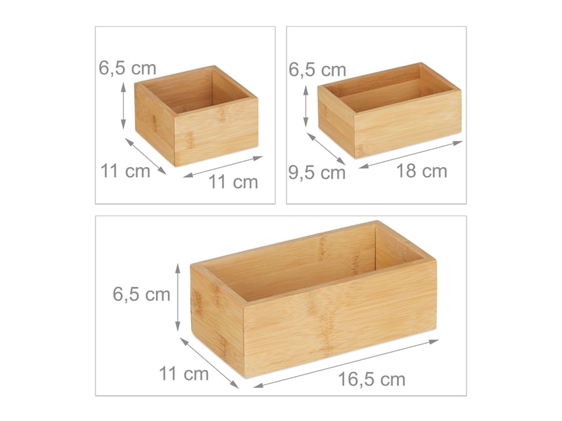  Lot de 5 boîtes de rangement pratiques pour bureau cuisine salle de bain 20 x 15 x 10 cm en bambou naturel 13_0010322  - Conforama B
