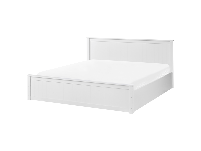 Lit ottoman bois de pin lambres 180 x 200 cm blanc  - Conforama E