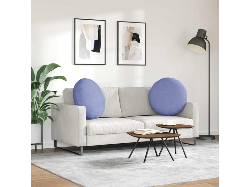  Lot de 2 coussins de siège, coussins décoratifs tissu bleu denim ø80 x 29 cm cf59771  - Conforama D