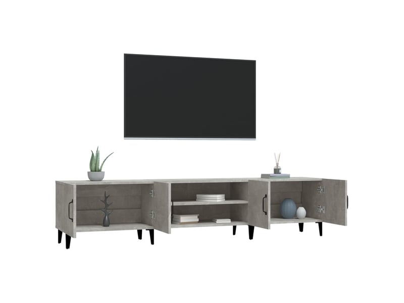  Meuble tv - banc tv - meuble de rangement gris béton 180x31,5x40 cm bois d'ingénierie  - Conforama E