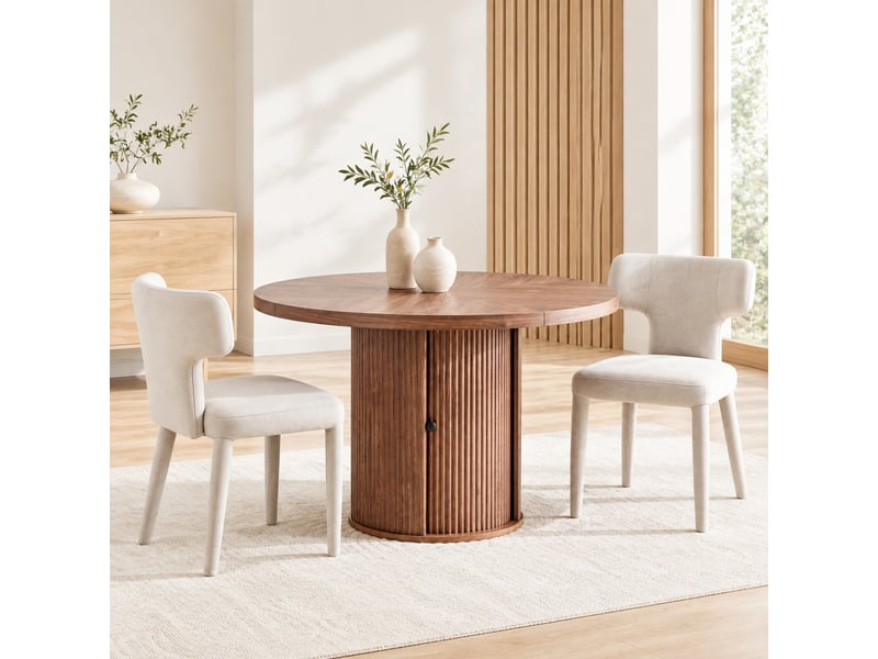 Lot de 2 chaises de salle à manger,avec dossier en t,tissu,gris clair - Conforama B