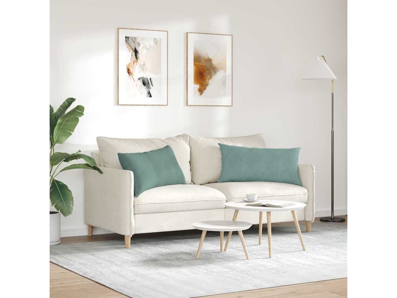 Lot de 2 coussins de canapé, coussins décoratifs vert mer 80 x 40 cm cf59218 - Conforama D