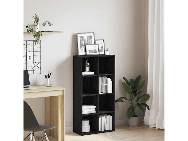  Bibliothèque, meuble de rangement salon en chêne noir 66 x 30 x 130 cm bois d'ingénierie  - Conforama B