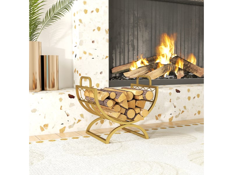  Porte-bûches intérieur en métal doré, motif nid-d’abeilles, 46 x 36 x 41 cm  - Conforama C