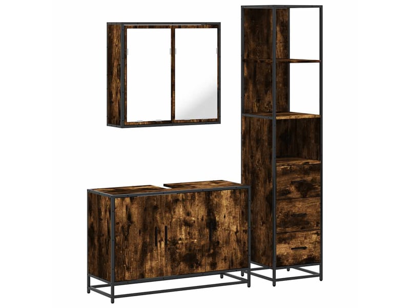  Ensemble de meubles de salle de bain 3 pcs chêne fumé cf63722  - Conforama A