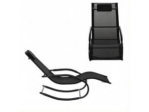 Fauteuil relax à bascule 62x150x84 cm noir, métal galvanisé et textilène, 1 fauteuil intérieur extérieur