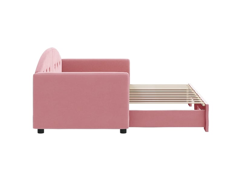  Lit simple- lit adulte -  lit de jour avec gigogne sans matelas rose 80x200 cm  - Conforama C