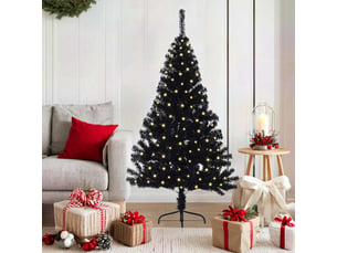 Sapin de noël - arbre de noël artificiel pré-éclairé noir 150 cm pvc