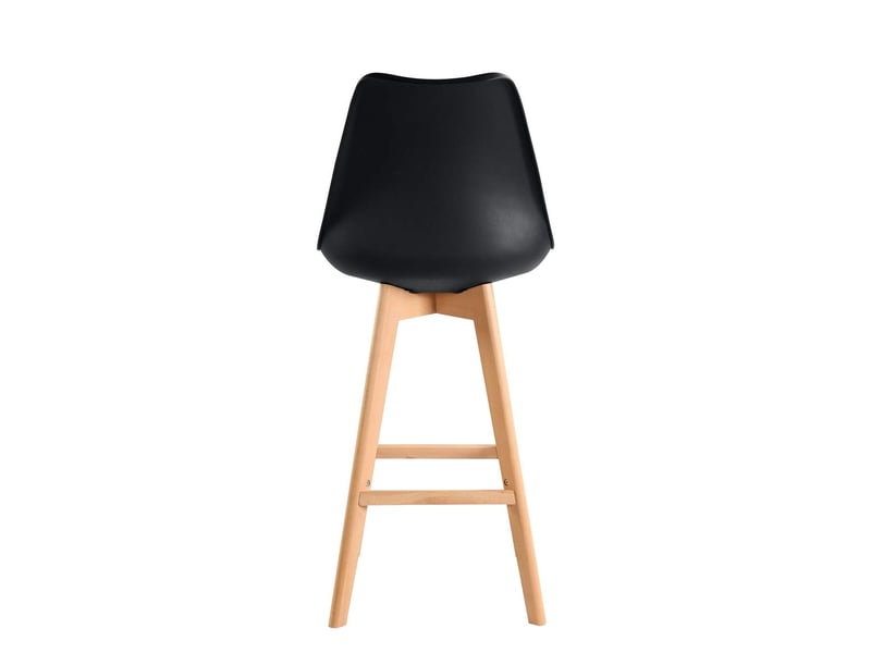  Lot de 2 chaises de bar scandinaves tika hauteur 70 cm en simili cuir noir avec pieds bois  - Conforama E